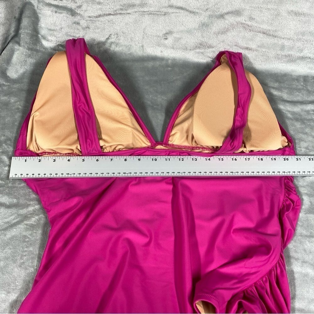 NEW J. Crew Ruched V Neck One Piece Size 24 Pink Radiant Fuchsia - Picture 10 of 10